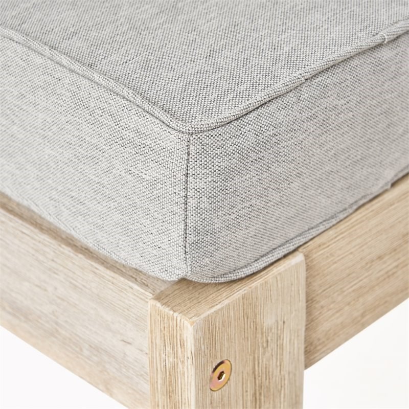Santa Ana 3 Seater Acacia Wood Sofa Sectional with Cushion Light Gray/Light Gray