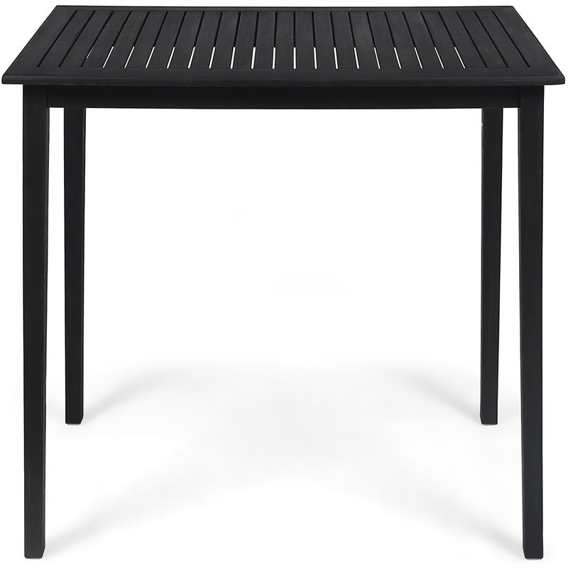 Noble House Polaris Outdoor Minimalist Wood Rectangle Bar Table - Dark Gray