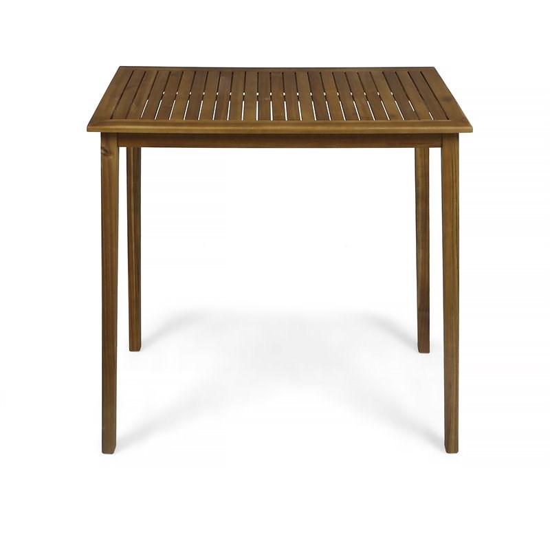 Noble House Polaris Outdoor Minimalist Acacia Wood Rectangle Bar Table - Teak