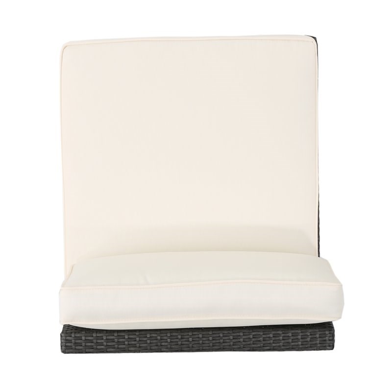 Santa Cruz Grey Wicker Armless Sectional Sofa Seat with White Cushion (Set of 2)