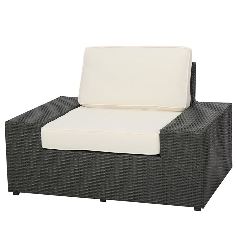 Santa Cruz Outdoor 7-Pc Grey Wicker Sofa Set with White Water Resistant Cushions