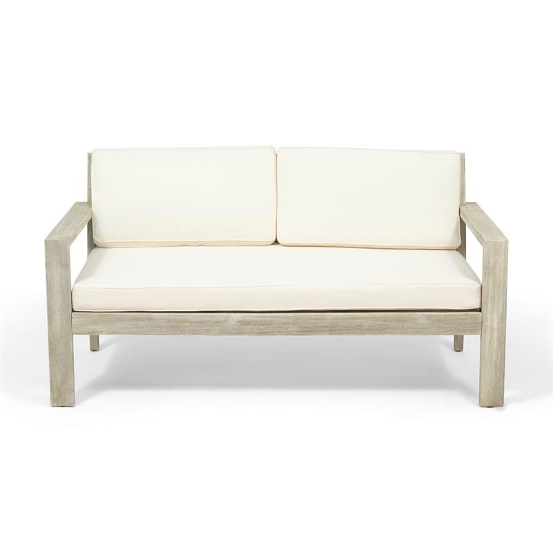 Noble House Santa Ana Outdoor 4 Seater  Chat Set  Wire Cream