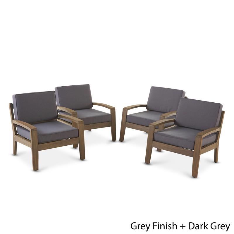 Noble House Grenada Outdoor  Club Chairs  (Set of 4) Gray