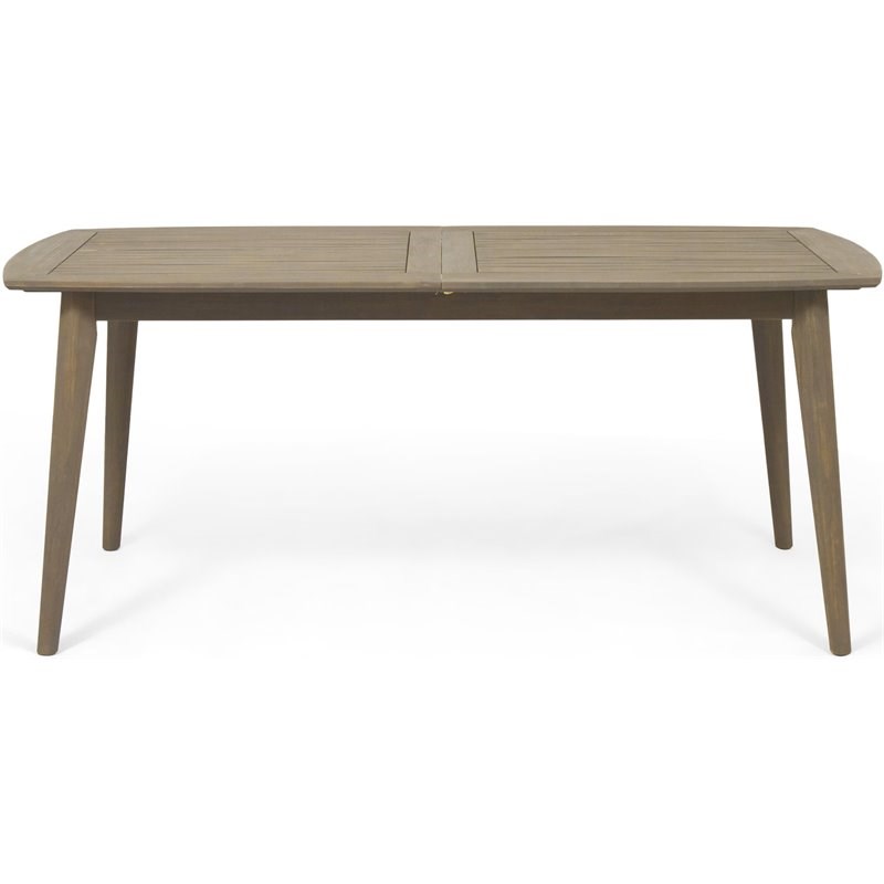 Noble House Stamford Wooden Expandable Patio Dining Table in Gray