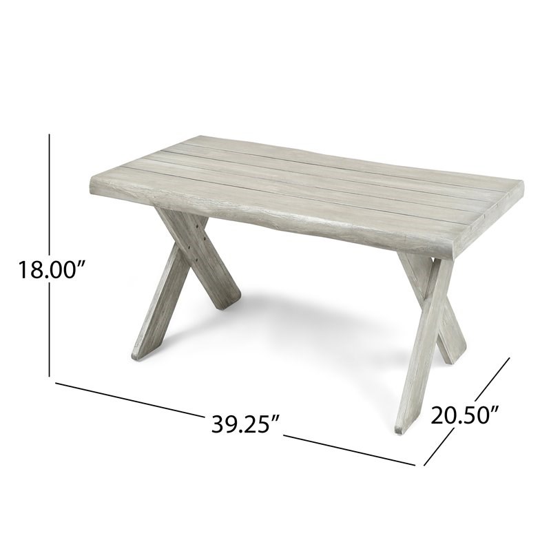 Noble House Eaglewood Farmhouse Outdoor Acacia Wood Coffee Table in Light Gray