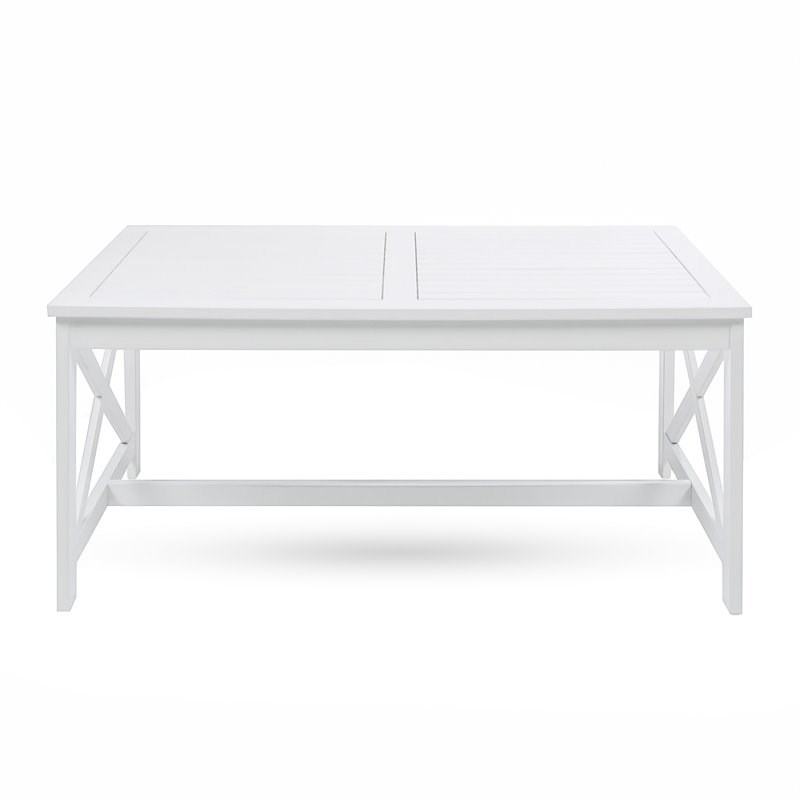 Noble House Ivan Farmhouse Outdoor Acacia Wood Coffee Table in White
