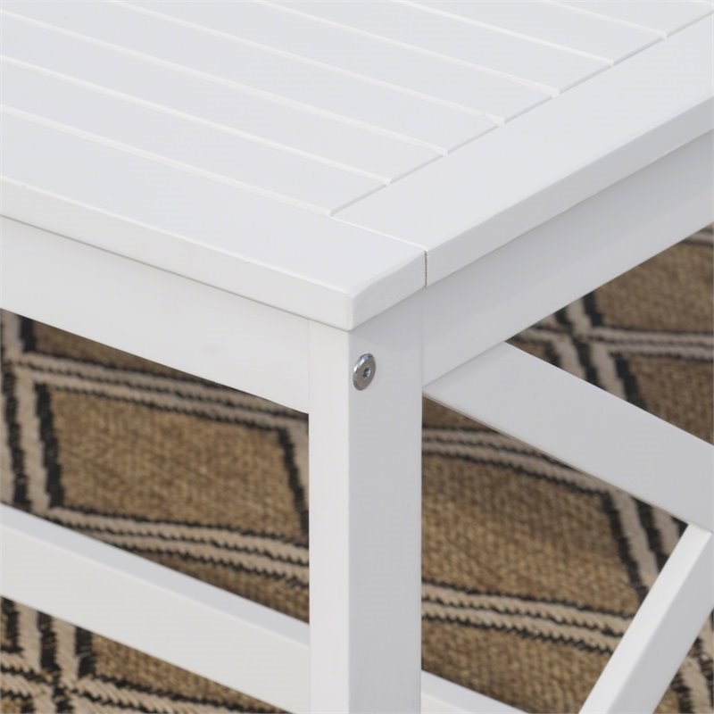 Noble House Ivan Farmhouse Outdoor Acacia Wood Coffee Table in White