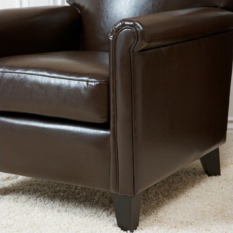 Noble House Olivier Leather Club Chair in Brown