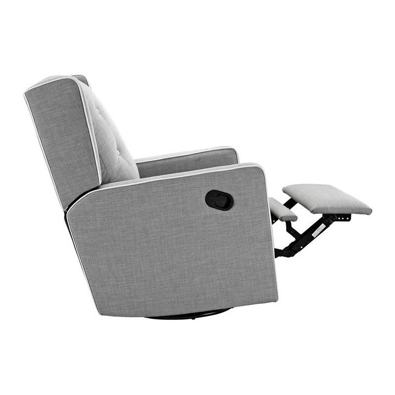 Baby Relax Mikayla Fabric Upholstered Swivel Gliding Recliner in Light Gray