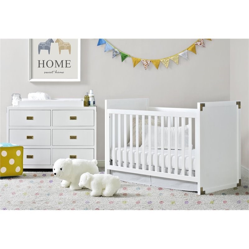 Baby Relax Transitional Miles Wood 6 Drawer Dresser in Classic White