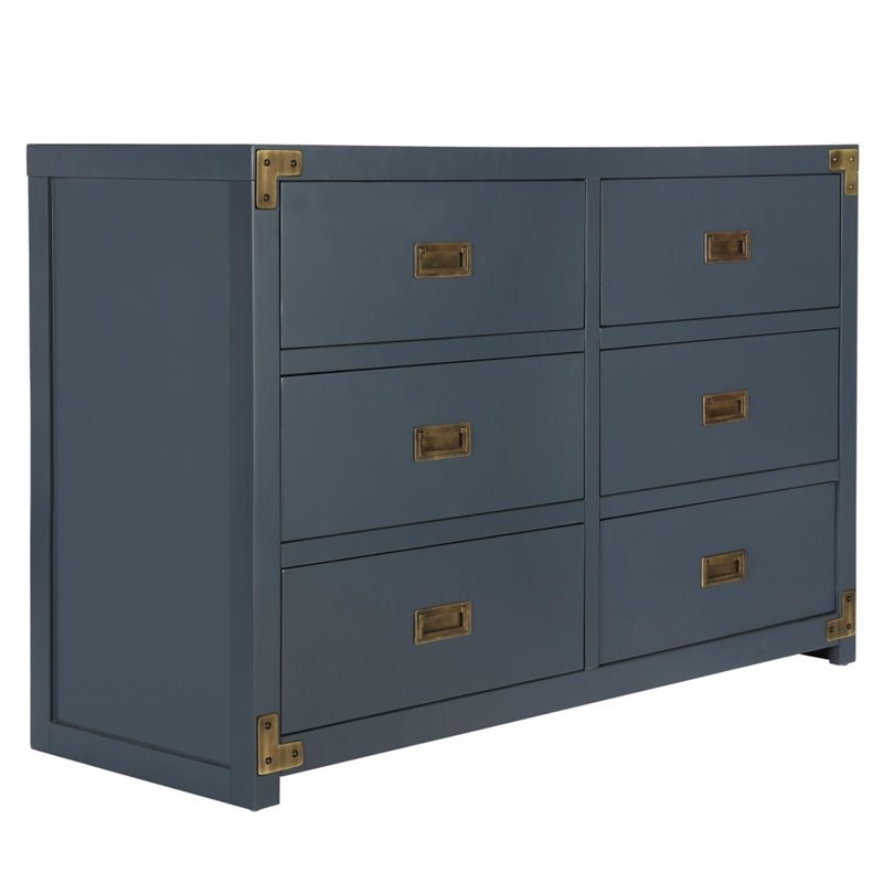 Bertini Wyatt 6 Drawer Dresser in Graphite Blue Homesquare