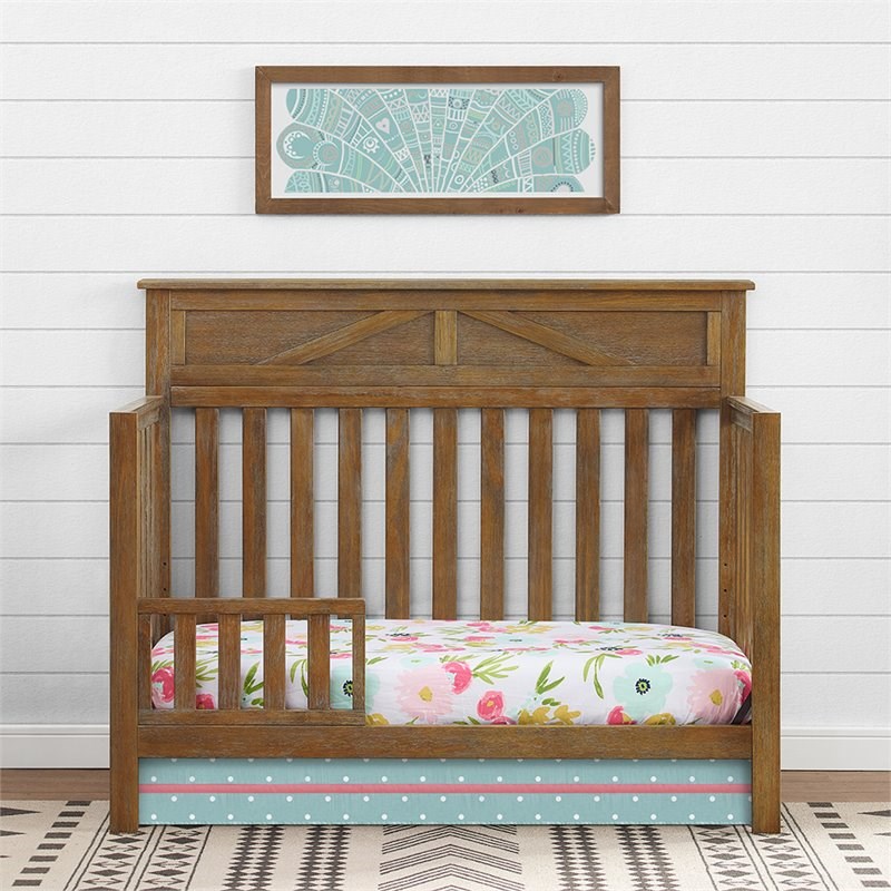 Baby Relax Hathaway Modern Wood Toddler Conversion Rail in Rustic Espresso
