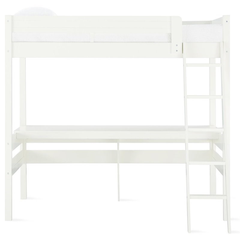 Dorel Living Harlan Twin Loft Bed with Desk in White Homesquare