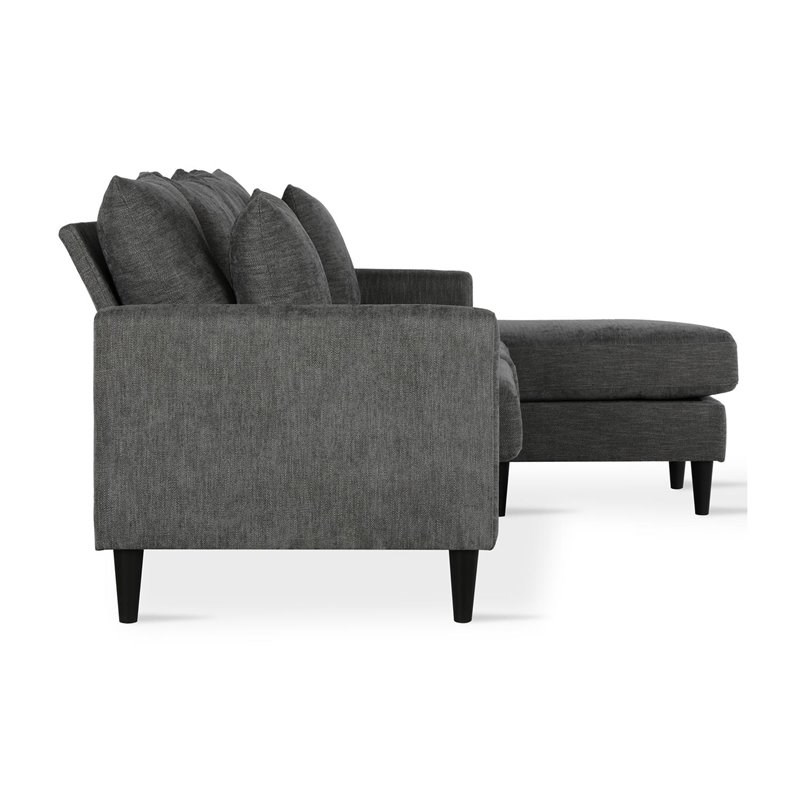 Dorel Living Forbin Reversible Sectional with Pillows in Gray