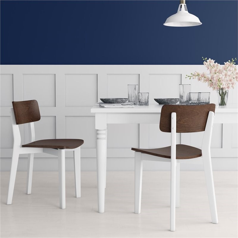 Novogratz Varick Twotone Dining Chair in WhiteWalnut (2pack