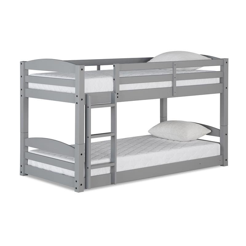 Dorel Living Sierra Twin Floor Bunk Bed, Dorel Living Airlie Solid Wood Bunk Beds Twin Over Full With Ladder And Guard Rail Slate Gray