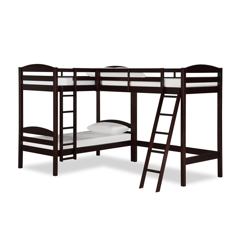 Dorel Living Clearwater Triple Bunk Bed in Espresso Homesquare