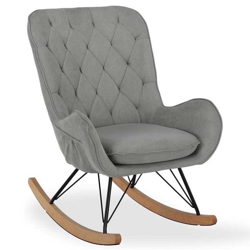Baby Relax Mid-Century Echo Nursery Wood Rocker Chair in Gray