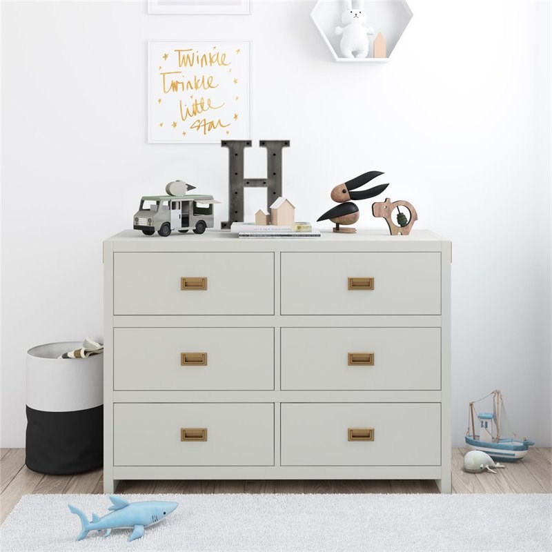 Baby Relax Traditional Miles Wood 6-Drawer Dresser in Graphite Gray
