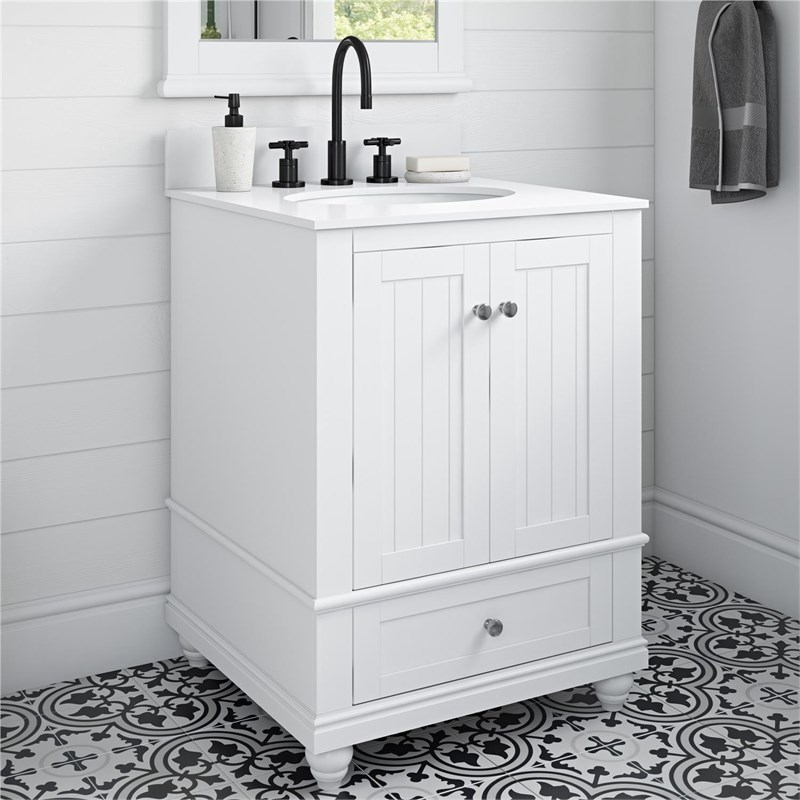 Dorel Living Monteray Beach 24 Inch Bathroom Vanity with Sink in White