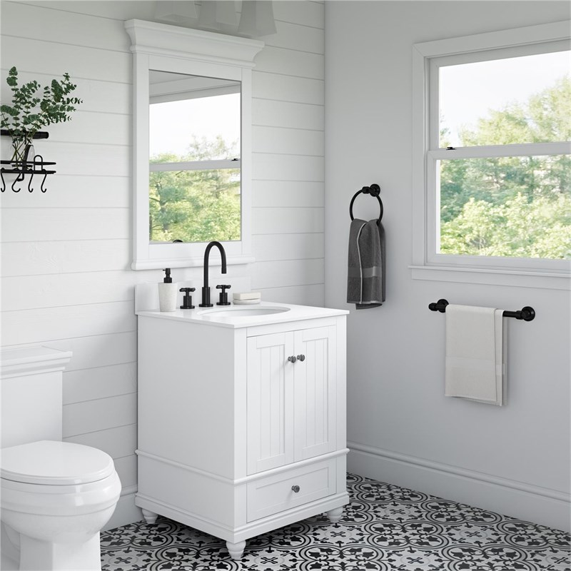 Dorel Living Monteray Beach 24 Inch Bathroom Vanity with Sink in White