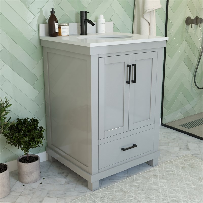 Dorel Living Sunnybrooke 24 Inch Bathroom Vanity with Sink in Gray
