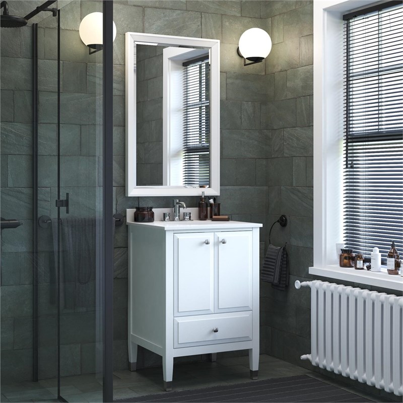 Dorel Living Metcalfe 24 Inch Bathroom Vanity with Sink in White