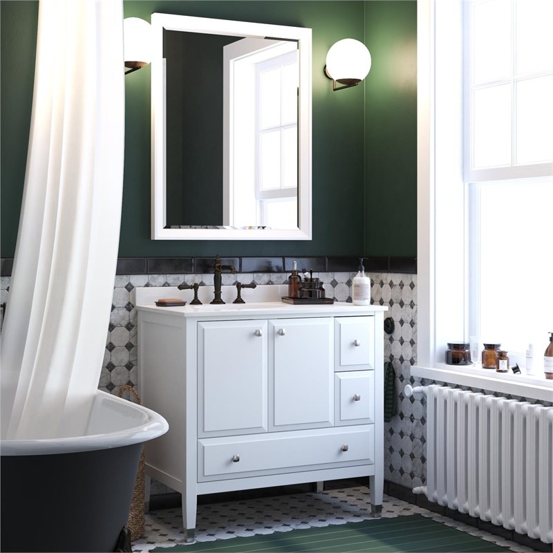 Dorel Living Metcalfe 36 Inch Bathroom Vanity with Sink in White