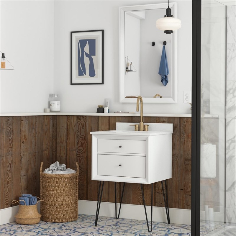 Dorel Living Tribecca 24 Inch Wall Mounted Bathroom Vanity in White
