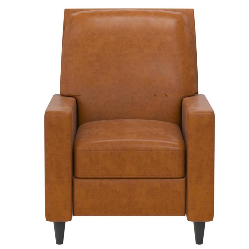 Novogratz Lana Pushback Recliner Living Room Accent Chair in Camel Faux Leather