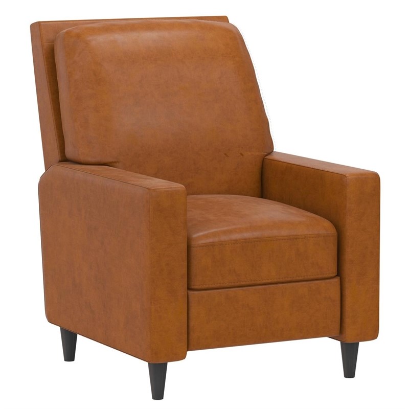 Novogratz Lana Pushback Recliner Living Room Accent Chair in Camel Faux Leather