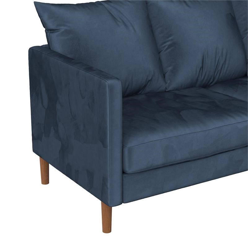 Novogratz Paige Modern Pillowback Sofa in Navy Blue Velvet