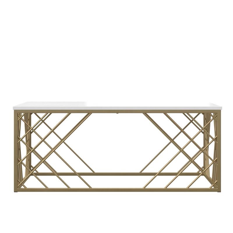 CosmoLiving Bradshaw Coffee Table Rectangular in Modern in White/Gold