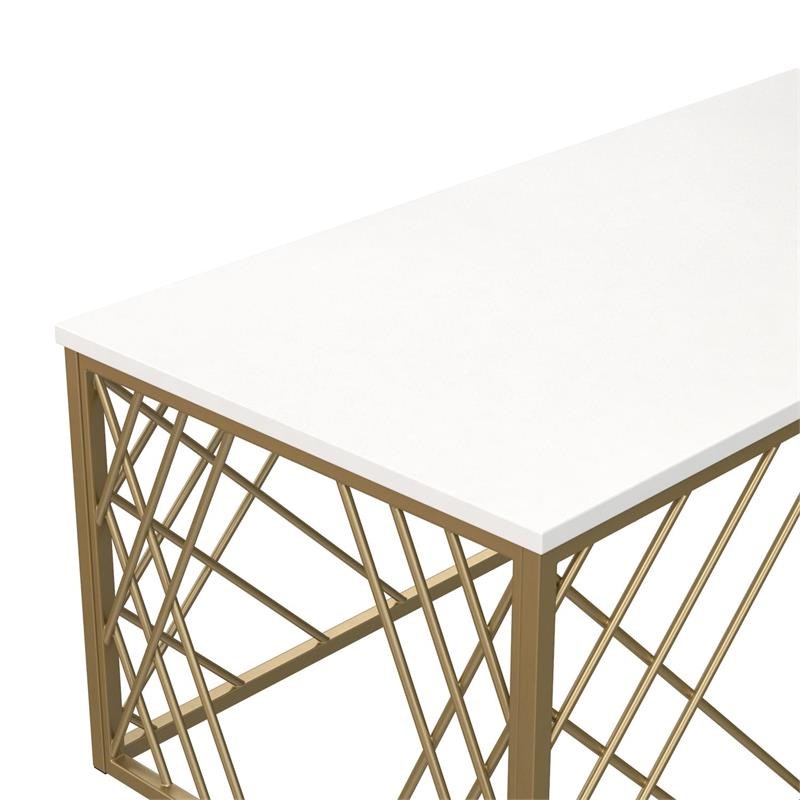 CosmoLiving Bradshaw Coffee Table Rectangular in Modern in White/Gold
