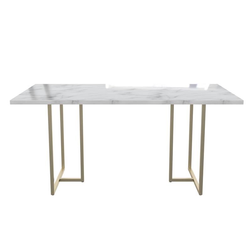 CosmoLiving Astor Dining Table White Marble Top with Gold Legs