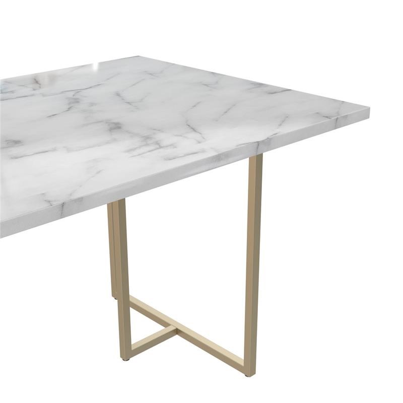 CosmoLiving Astor Dining Table White Marble Top with Gold Legs