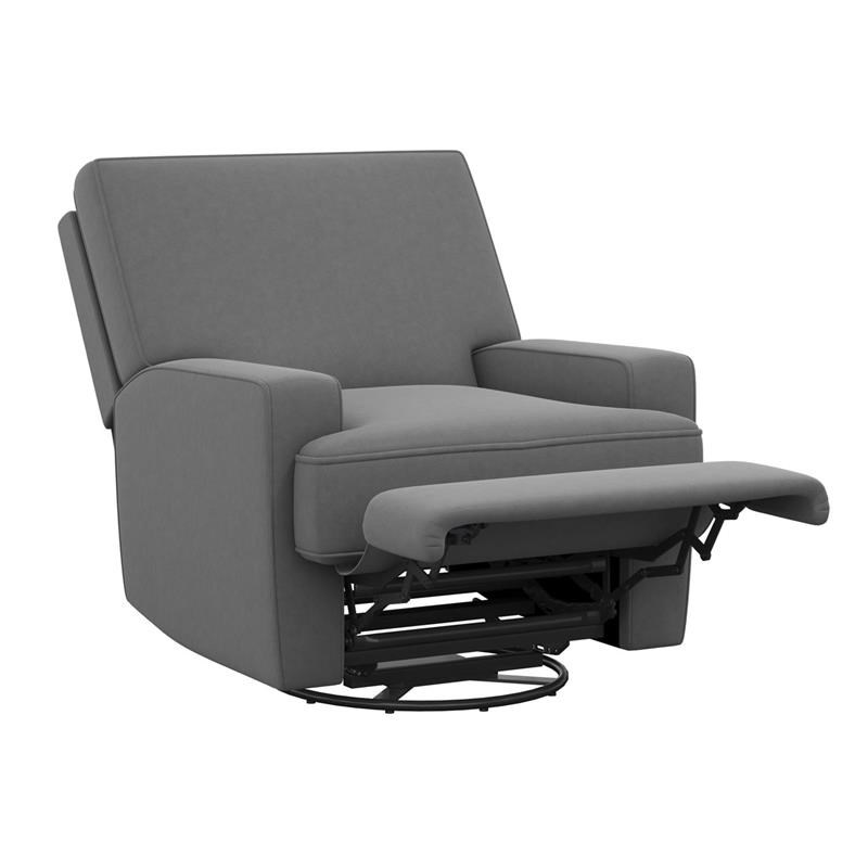 Baby Relax Rylan Swivel Glider Recliner Chair Coil Seating in  Dark Gray