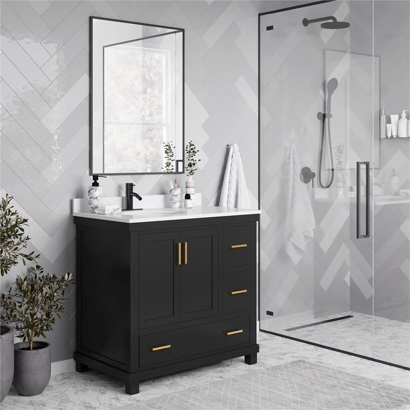 DHP Sunnybrooke 36 Inch Bathroom Vanity with Sink in Black