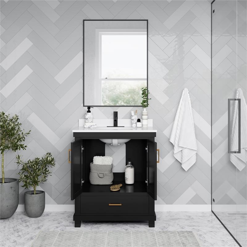 DHP Sunnybrooke 30 Inch Bathroom Vanity with Sink in Black