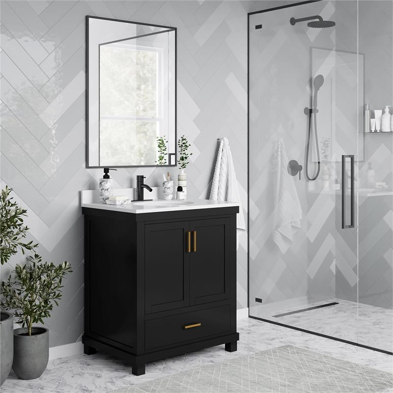 DHP Sunnybrooke 30 Inch Bathroom Vanity with Sink in Black