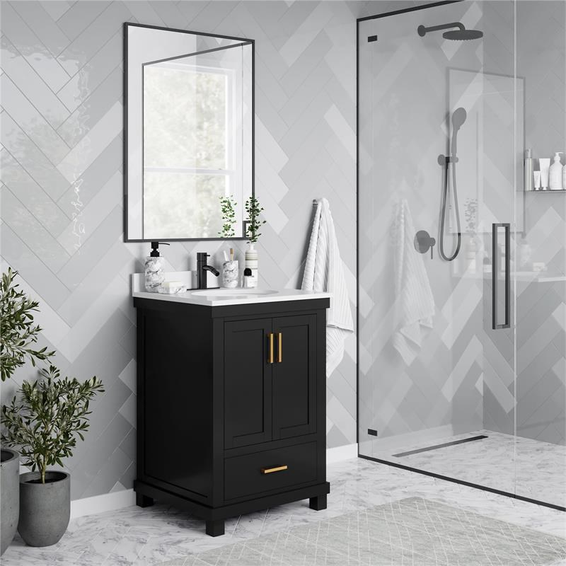 DHP Sunnybrooke 24 Inch Bathroom Vanity with Sink in Black