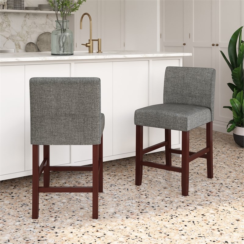 DHP Parsons Counter Height Stool Kitchen Bar Accessory Set of 2 in Gray Linen