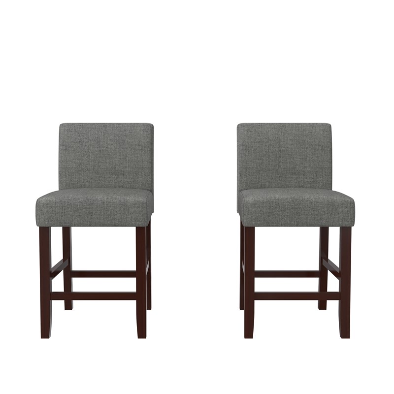 DHP Parsons Counter Height Stool Kitchen Bar Accessory Set of 2 in Gray Linen