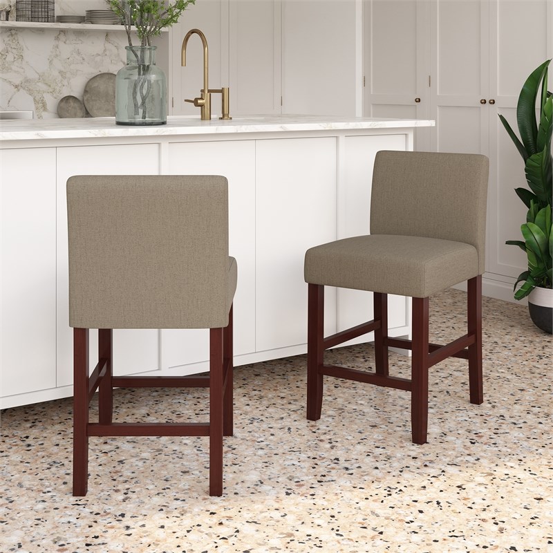 DHP Parsons Counter Height Stool Kitchen Bar Accessory Set of 2 in Taupe Linen