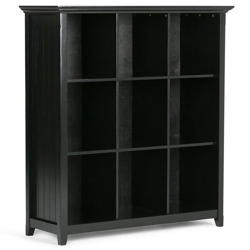 Simpli Home Acadian Wood Transitional 9 Cube Bookcase and Unit in Black