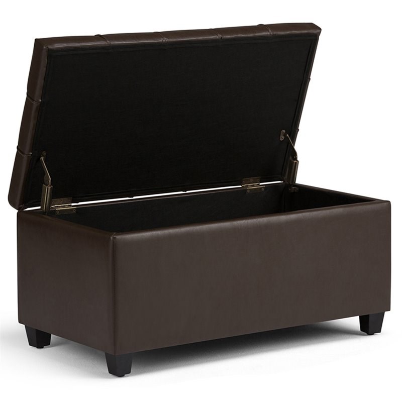 simpli home sienna storage ottoman in chocolate brown axcot258cbr