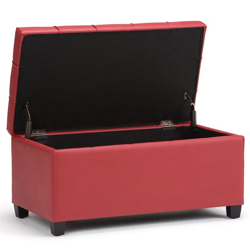 simpli home sienna storage ottoman in crimson red axcot258rd