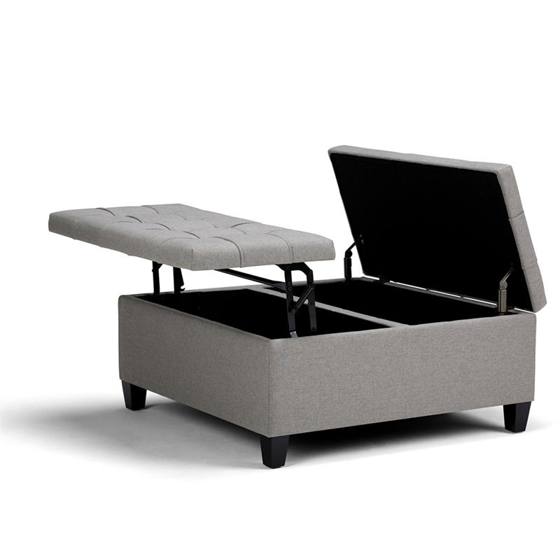 simpli home harrison storage coffee table ottoman in dove ...