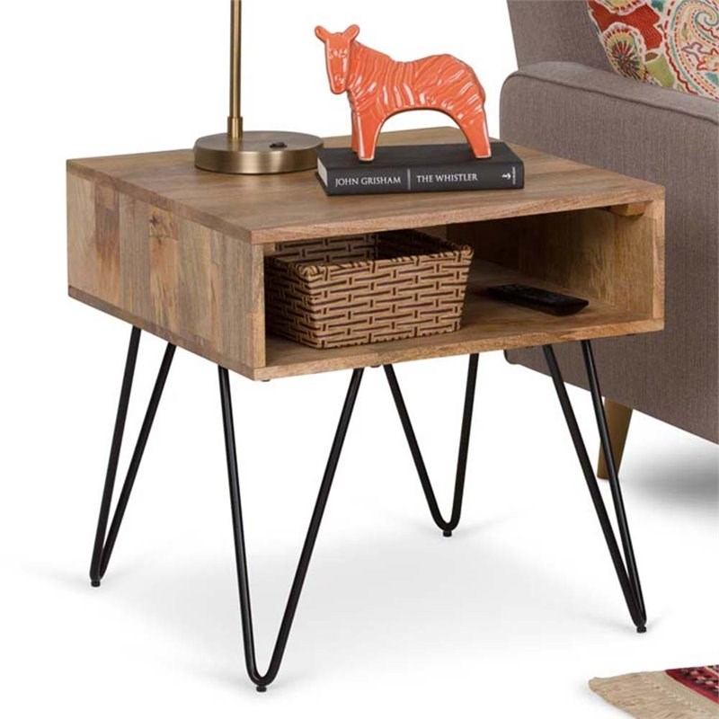 simpli home hunter square end side table in natural mango wood axchun02