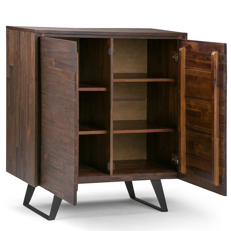 Simpli Home Lowry Medium Storage Cabinet in Charcoal Brown